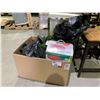 Image 1 : BOX OF ASSORTED ITEMS INCLUDING; SIZE 10.5 MEN'S BOOTS, INFLATABLE SNOWMAN AND MORE