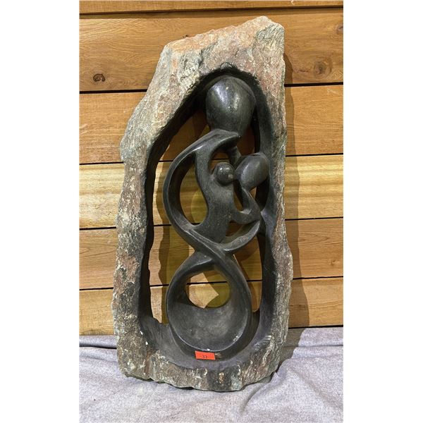 AFRICAN STONE SCULPTURE 28" TALL