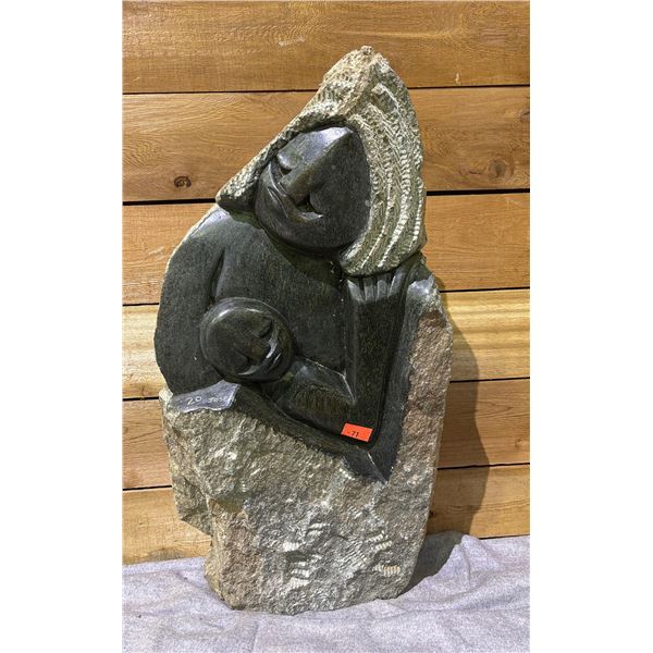 ARTIST SIGNED STONE SCULPTURE 28" TALL