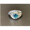 Image 1 : 14KT WHITE GOLD RING SIZE 6, SET WITH 12 ROUND BRILLIANT CUT ENHANCED BLUE GREEN COLOURED DIAMONDS,