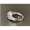 Image 2 : 14KT WHITE GOLD RING SIZE 6, SET WITH 12 ROUND BRILLIANT CUT ENHANCED BLUE GREEN COLOURED DIAMONDS,