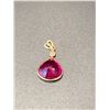 Image 2 : 14KT YELLOW GOLD PENDANT SET WITH ONE PEAR SHAPED GLASS FILLED RUBY 8.30CT, AND 2 ROUND BRILLIANT