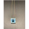 Image 2 : 14KT YELLOW GOLD 45CM LONG NECKLACE WITH 10KT YELLOW GOLD PENDANT SET WITH NATURAL AQUAMARINE