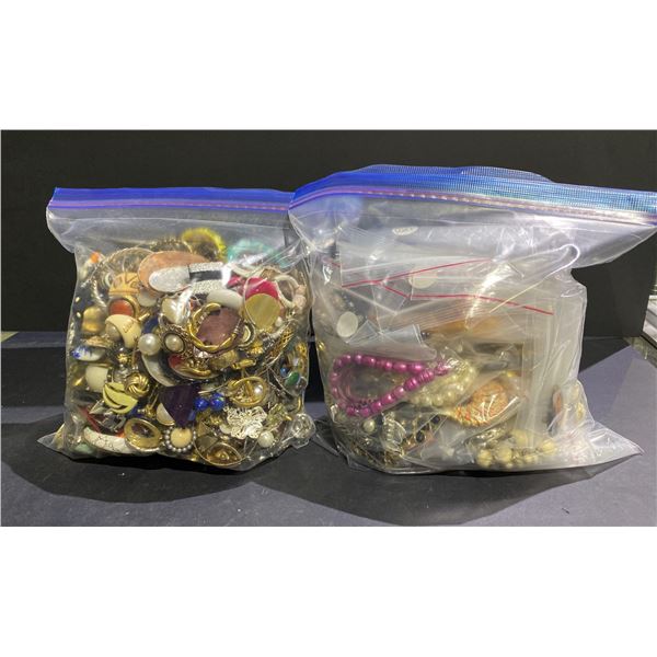 2 BAGS OF ASSORTED COSTUME JEWELRY