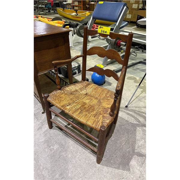 CIRCA 1780'S LADDERBACK RUSH SEAT CHAIR