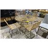 Image 1 : GLASS TOP DINING TABLE WITH 4 MATCHING CHAIRS APPROX 45" DIAMETER