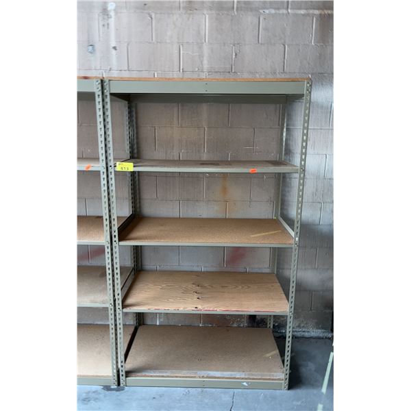 5 TIER METAL SHELVING UNIT WITH WOODEN SHELVES