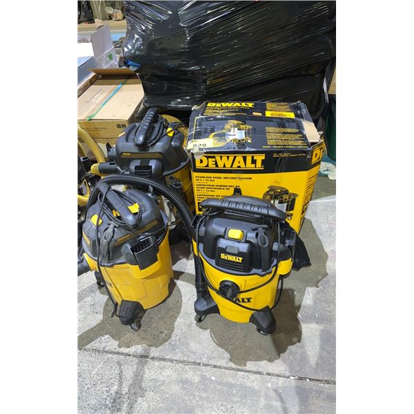 LOT OF 4 DEWALT SHOP VACUUMS *UNKNOWN WORKING CONDITION*