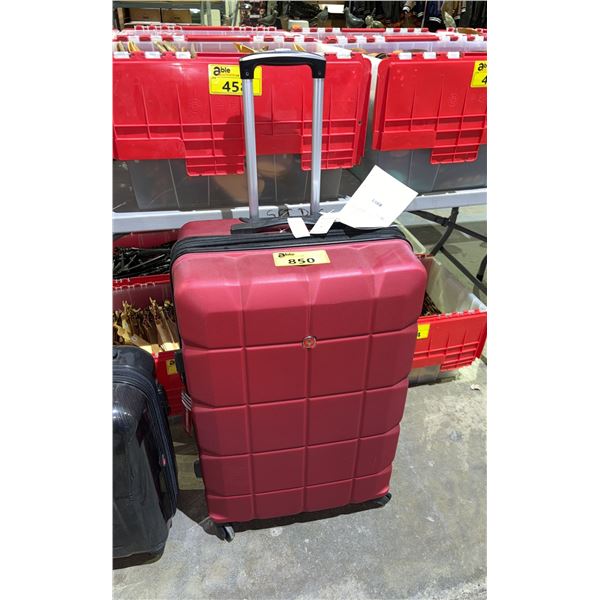 RED SWISS GEAR HARD SHELL SUITCASE