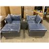 Image 2 : PATIOFLARE MALARKEY DARK GREY RATTAN 5 PIECE OUTDOOR PATIO SET WITH BLUE CUSHIONS * DISPLAY MODEL *