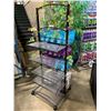 Image 2 : BLACK METAL / GLASS 5 TIER MOBILE PRODUCT SHELF WITH FAUX VINES, SHELF ONLY NO PRODUCTS