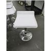 Image 2 : 8-White Leather Chrome Base Adjustable Height Stools - 8 X $