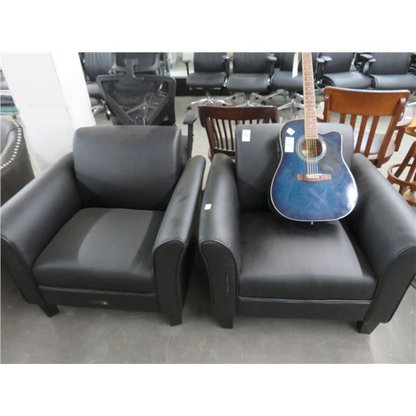 Black Contemporary Easy Armchairs - Pair