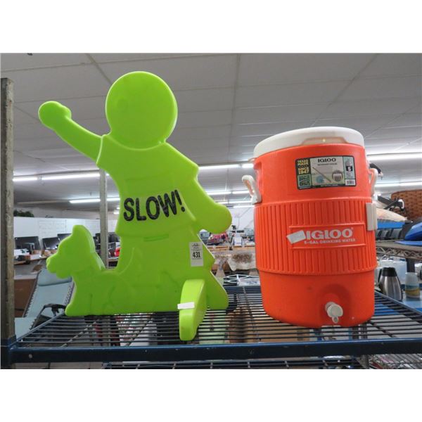 Igloo Beverage Cooler, Child Safety Sign Man