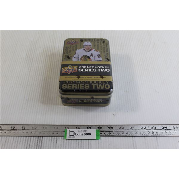 2021-22 Upper Deck Hockey Series Two Collector Tin Box of (9) Packs of Cards - Young Guns Rookie Car