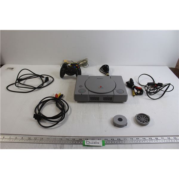 PlayStation 1 with Cords, Unrelated Controller and Other Cords