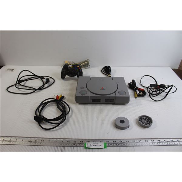 PlayStation 1 with Cords, Unrelated Controller and Other Cords