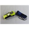 Image 4 : (2) Flashlights - Yellow and Black (No Battery), Blue Handcrank LED Flashlight