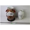 Image 1 : (2) Ceramic Asian Themed Vases (larger vase is cracked)
