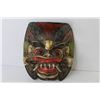 Image 7 : Asian Themed Metal Peacock Plate - Carved Wooden Face - Ceramic Vase