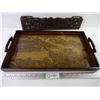 Image 1 : Chinese Wooden Tray and Carved Wood Panel
