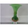Image 1 : Vintage Green Glass Vase with Wood Base