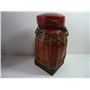 Image 2 : Vintage Woven Bamboo Canister and Lacquered Hand Painted Plate