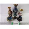 Image 1 : (3) Small Decorative Vases, Ashtray, Spice Jar