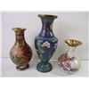 Image 2 : (3) Small Decorative Vases, Ashtray, Spice Jar