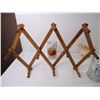 Image 2 : Vintage Expandable Accordion Wood Peg Rack, Cups/Sacers, Steins, Beer Mugs, Small Pitcher