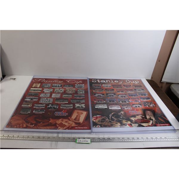 (2) Stanley Cup Champions Team Photos Posters - 1919-1944, 1971-1995; 18" x 22" Each Measures in Pla