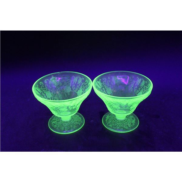 (4) Uranium Glass Sherbert Dishes - 2 Different Styles