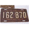 Image 2 : (2) Antique Saskatchewan License Plates - 1954