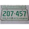 Image 2 : Pair of Saskatchewan License Plates - 1966