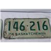 Image 2 : (2) Antique Saskatchewan License Plates - 1970, 1974