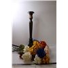 Image 1 : Extra Tall Wooden Candle Stand -32" x 6", (17) Artificial Flower Bunches in Various Colors
