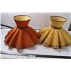 Image 1 : (2) Vintage 1950/60's Lamp Shades - 12.5" Tall x 20" Wide - Orange Shade has Some Moisture Damage un