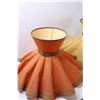 Image 3 : (2) Vintage 1950/60's Lamp Shades - 12.5" Tall x 20" Wide - Orange Shade has Some Moisture Damage un