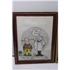 Image 2 : (2) Comic & Terrier Drawings in Wood Frames - 14"x11", 16"x13"