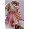 Image 3 : (4) Etched Floral Pink Depression Sherbert Glasses (Some Chips), Parasol Lady Figurine (Umbrella Han