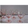 Image 6 : (4) Etched Floral Pink Depression Sherbert Glasses (Some Chips), Parasol Lady Figurine (Umbrella Han