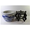 Image 2 : Japanese Inspired Blue and White Jardinière On Stand