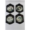 Image 2 : (8)Asian Themed Painted Glass in Plastic Frames - Various Shapes and Sizes - Largest 7.5"x5.5"