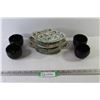 Image 1 : (3) Hand Painted Dishes, (4) Small Bowls