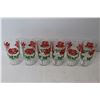 Image 3 : (6) Hazel Atlas Red Rose Picket Fence Drinking Glasses w/ Caddy