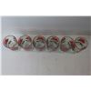 Image 4 : (6) Hazel Atlas Red Rose Picket Fence Drinking Glasses w/ Caddy