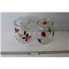 Image 1 : (2) Glass Hand Painted Cookie Jars With One Lid