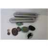 Image 6 : (2) Metal & Wood Pens in Cases - Polished Stones