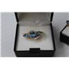 Image 2 : Pear Shaped Glass Blue Topaz Ring & Earrings (size 7)