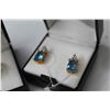 Image 3 : Pear Shaped Glass Blue Topaz Ring & Earrings (size 7)